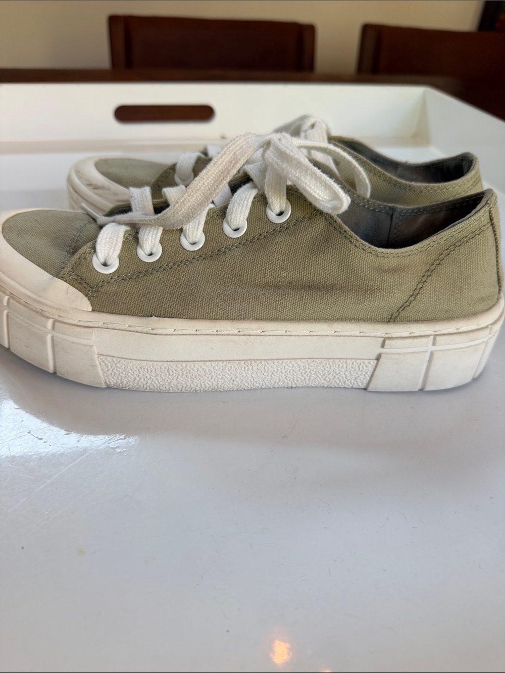 Canvas Platform Sneaker - Olive Green